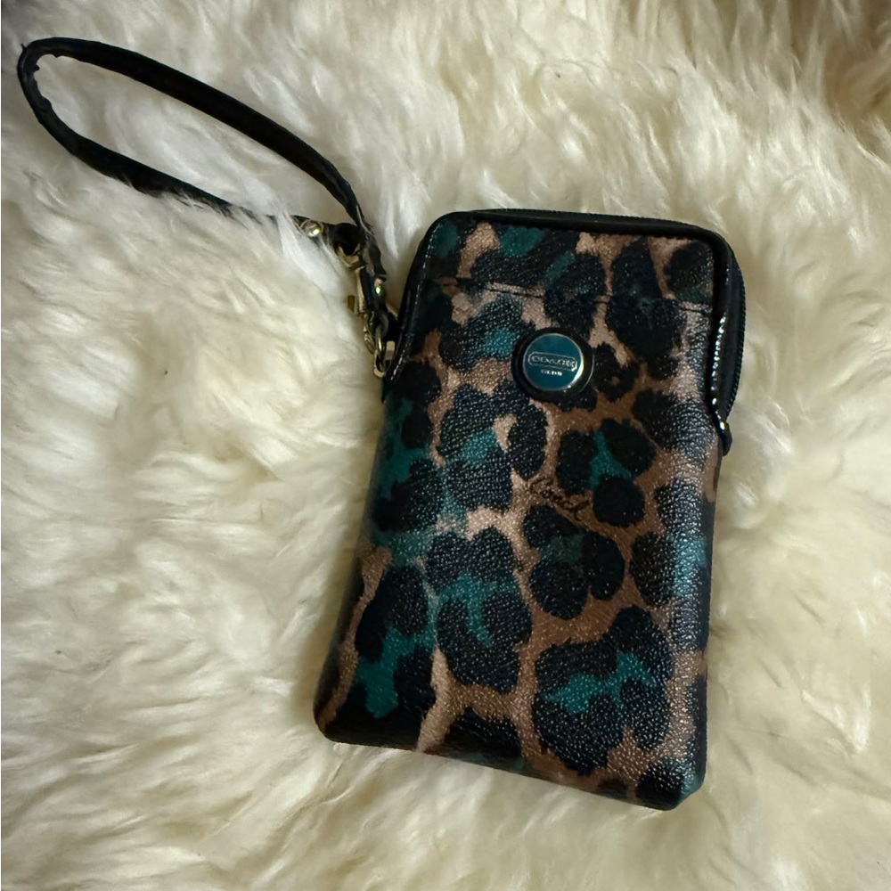 Coach Leopard Print Wristlet Pouch